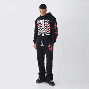 Ensemble deux pièces unisexe personnalisé, blanc uni, 100% coton respirant, sweat-shirt à capuche et pantalon de survêtement à séchage rapide, streetwear décontracté pour homme - Product Image 5