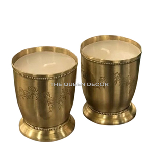 Handmade <b>Sets</b> of 2 Stainless Steel Metal Round Shape Silver Printed Scented Christmas <b>Candles</b> for Home Lighting Decoration - Product Image 3