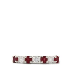 Anillo de Plata de Ley Chapado en Rodio con Rubí de Madagascar y Circonita Blanca de 1.25 Quilates, Joyería Geométrica Bohemia - Product Image 2