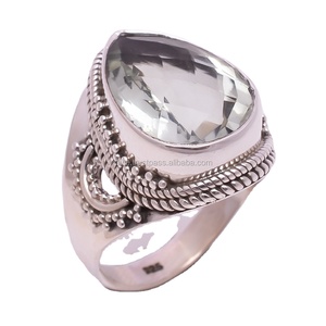 Bagues en pierres précieuses avec améthyste verte bagues en argent fin faites à la main bijoux en argent 925 vente en gros fournisseurs de bagues en argent sterling - Product Image 1