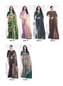 Hermoso Sari de seda satinada floral de primera calidad con bordado y trabajo manual de piedra, perfecto para todas las ocasiones - Product Image 6