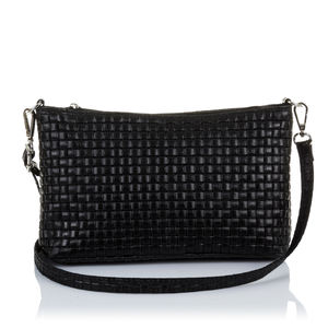 Sac à bandoulière Zia pour femme. Gravure géométrique en daim en cuir véritable. 27x7x15cm. Fabriqué en Italie. - Product Image 1