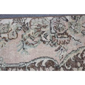 1.4x2.8 ft Turkish Rug, Vintage Small Rug, <b>Brown</b> Floral <b>Wool</b> Rug - Product Image 5
