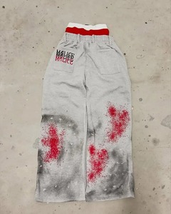 Classique taille ample simple face Art lettre imprimé pantalons de survêtement à montage droit hommes simples couleurs primaires lavé pantalons pour hommes - Product Image 6