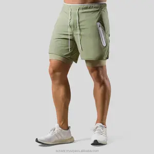 Mens 2 In1 Running Shorts Summer Elastic Bodybuilding Sweatpants Fitness Workout Practice Jogger Gym Workout Training Shorts