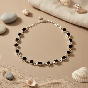 Collar de Plata 925 con Cuentas de Ónix Negro para Uso Diario de Mujer - Product Image 2