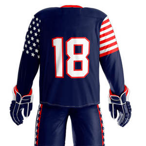 Conjuntos de estilo de uniforme de hockey sobre hielo de talla grande de alto rendimiento con logotipo personalizado Color personalizado 100% poliéster - Product Image 5