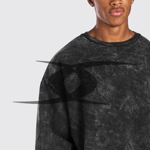 Sweat-shirt pour homme de haute qualité délavé à l'acide avec logo personnalisé OEM Pull en coton côtelé à manches longues Sweat-shirt thermique vintage tricoté - Product Image 5