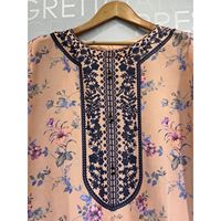 Ensemble 2 pièces FUSION Peach Floral Longue Tunique et Pantalon SL00248 Manches Trois-Quarts Respirant Tendance Automne Tailles Petites pour Femme