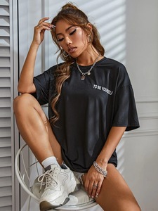 Nouveau t-shirt femme à la mode fabriqué avec le meilleur matériau 100% coton t-shirt respirant femme à vendre - Product Image 4