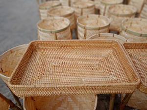 Juego de bandejas de ratán personalizables Tampa con asas, arte ecológico VGreen para suministros de fiestas de boda, servicio de café y cocina - Product Image 2