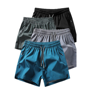 Men's Casual Solid Eco-Friendly Breathable Gym <b>Shorts</b> Quick Dry Drawstring Closure <b>Zipper</b> <b>Pockets</b> Customized Colors Fitness - Product Image 1