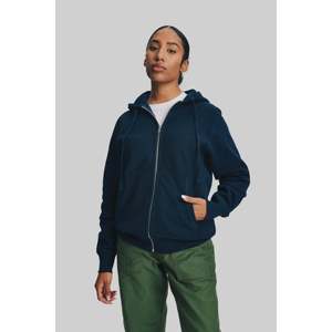 Sudadera con Capucha y Cremallera para Mujer, Color Azul Marino, 400GSM, Felpa Gruesa, 100% Algodón, Resistente al Viento, Costuras Planas, Color Sólido, Manga Larga - Product Image 4