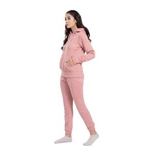 Survêtement en polaire de qualité supérieure pour femmes Sweat à capuche rose clair avec bas de jogging Sweat à capuche coupe décontractée et joggeurs pour le style de tous les jours - Product Image 2