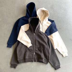 Sudadera en blanco con logotipo personalizado, chándal holgado de algodón 100%, pantalones de chándal acampanados ajustados de gran tamaño y conjuntos de Sudadera con capucha para hombre - Product Image 3