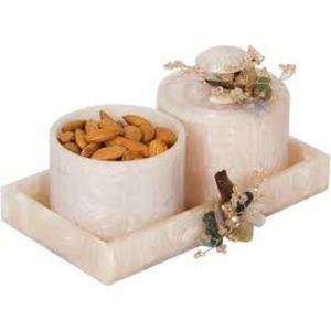 Lot de 2 pots à fruits secs en résine artisanale Design en métal de qualité supérieure pour l'alimentation Meilleurs tarifs - Product Image 4