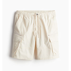 Short en coton beige clair pour hommes avec impression de logo personnalisé Vente en gros Prix pas cher Motif solide avec poche zippée - Product Image 1