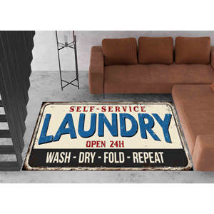 Tapis imprimé antidérapant à motifs modernes pour buanderie, tapis en chenille - Product Image 1