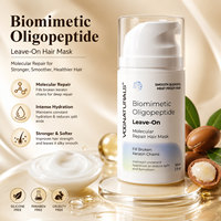 Masque capillaire sans rinçage à l'oligopeptide biomimétique, marque privée, réparation moléculaire à l'huile d'argan pour cheveux abîmés par la chaleur