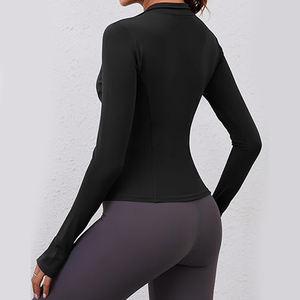 เสื้อยืดออกกำลังกายแขนยาวผู้หญิงแบบซิป ¼ ของแท้จากโรงงาน รับสกรีนโลโก้ ระบายอากาศได้ดี ยืดหยุ่น แห้งเร็ว ทรงเข้ารูป - Product Image 5