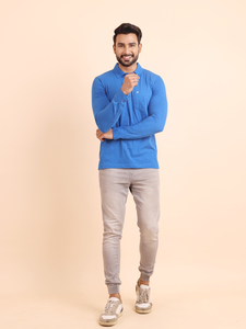 Top Trending Men's 100% Cotton for Polos Custom Printed Solid Pattern Full Sleeves Knitted New Arrival High Wholesale - Product Image 2