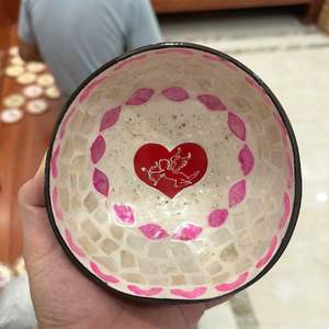 <b>Heart</b> Design Coconut Shell MOP Inlay <b>Bowl</b> Eco-Friendly Table Top Kitchen Ware for Valentine's Day Customized Technique Vietnam - Product Image 2
