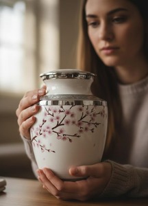 โกศบรรจุอัฐิงานฝีมือประดับดอกไม้ยอดนิยม โกศโลหะสำหรับงานศพหรือการฝังศพ มีจำหน่าย - Product Image 4