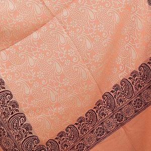 Estola rectangular larga Beige de lana pura de calidad superior con bordado de lunares MyEthnix reversible de Invierno para mujer - Product Image 1