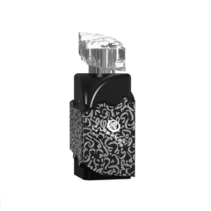 Botella de Perfume Negra de Lujo de 100 ml con Funda Plateada con Caligrafía en Relieve, Frasco de Vidrio Vanguardista para Fragancias Árabes de Nicho - Product Image 1