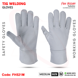 Gants de travail industriels de sécurité de soudage Tig blancs les plus vendus Keystone Thumb Styled sans doublure en cuir de chèvre de qualité supérieure - Product Image 3