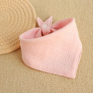 Serviette à salive pour bébé, Bandana réutilisable, bavoir pour bébé, serviette triangulaire, Six couches, lavage plissé, fil <span class=keywords><strong>de</strong></span> coton pur teint, Support - Product Image 2