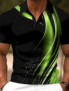 เสื้อโปโลแขนสั้นผู้ชาย, เสื้อ3D ลายสก๊อตสีสันสดใสระบายอากาศได้ดีเสื้อกีฬากอล์ฟทรงหลวมแฟชั่น - Product Image 5