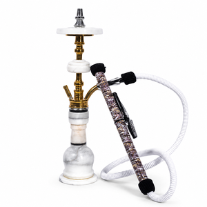 Cachimbas de Lujo Farida de Mármol Egipcio con Acabado Lacado, Bandeja Pesada de Color Natural y Florero de Diseño a Juego para Fumar Shisha - Product Image 1