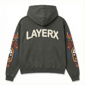 Sudadera con Capucha Gruesa de Invierno para Mujer, 500 g/m², Algodón Ecológico, Estampado Puff, Gráfico con Pedrería, Top Corto, Sudadera, Venta al por Mayor, Personalizada, al por Mayor - Product Image 2