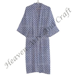 Peignoir indien en coton imprimé bloc à la main Peignoir Kimono en coton imprimé à la main Peignoir enveloppant - Product Image 3
