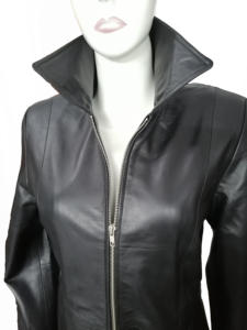 Abrigo de piel de oveja auténtica con cuello levantado de alta calidad/abrigo largo de cuero personalizado transpirable para mujer - Product Image 2