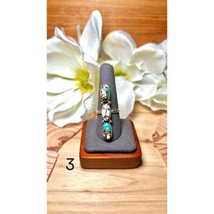 Bague Pearline Spencer Mohave en turquoise et argent sterling, plaquée or rose, en acier inoxydable, sertie de pierres, cadeau tendance - Product Image 3