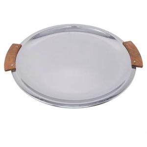 Vente chaude fête de mariage décoration de table restauration utilisation de service plateau de service en métal fabriqué à la main avec manche en bois - Product Image 1