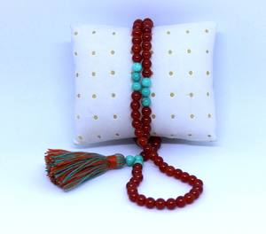 Rudra Gems - Cuentas de Oración Musulmanas Misbaha Tasbih de Ónix Rojo Natural de Alta Calidad, Chapadas en Oro, Tamaño Pequeño para Hombre - Product Image 5