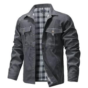 Chaquetas de hombre de primavera a prueba de viento bombardero Casual de alta calidad sobrecamisa abrigo de vaquero occidental ropa de forro a cuadros de franela - Product Image 3