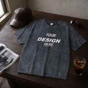Camiseta Extra Grande para Hombre, Lavada con Ácido, 100% Algodón Jersey, 240 GSM, Impresión Personalizada, Logotipo OEM - Product Image 3