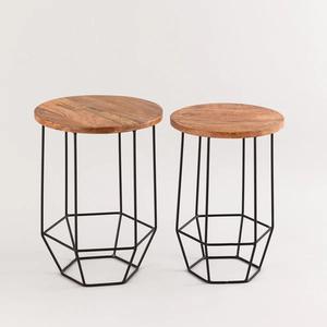 Ensemble de tables d'appoint modernes et minimalistes en métal avec cadre géométrique, utilisation polyvalente, accent parfait pour la décoration intérieure contemporaine - Product Image 6