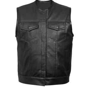 2025 Custom Genuine Leather Biker <b>Vest</b> for Men Winter Waterproof Breathable Casual Wear Embroidery Patches <b>Black</b> Hunting <b>Vest</b> - Product Image 1