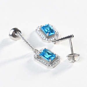 CLARA ต่างหูเงินแท้ 925 รุ่นอาซูล เครื่องประดับแฟชั่นทันสมัย - Product Image 4