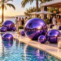 Boule de miroir gonflable violette réutilisable grande bulle ballon décoration gonflable boule de miroir de sphère en métal