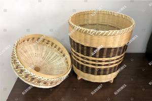 Meilleure collection de paniers de rangement en bambou et en rotin, organisateur d'espace de cuisine rond écologique, prix de gros - Product Image 3