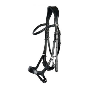 FWS Horse Brida Portugues Cuero con herrajes plateados/dorados con rienda Negro-marrón Tamaño personalizado PK - Product Image 2