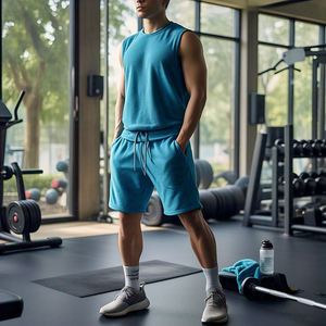Workout Fitness Wear Sweat <b>Shorts</b> <b>Men's</b> High Drawstring Waist Cotton <b>Fleece</b> Polyester <b>Shorts</b> <b>Men</b> Summer Sweat <b>Shorts</b> <b>Mens</b> - Product Image 5