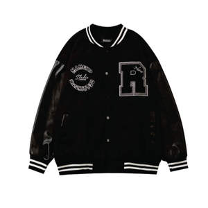 แจ็กเก็ตเบสบอลขนแกะสำหรับผู้ชายเสื้อแจ็กเก็ตเบสบอลสไตล์บอมเบอร์สไตล์นักศึกษาที่เหมาะกับเครื่องแบบของทีม - Product Image 3