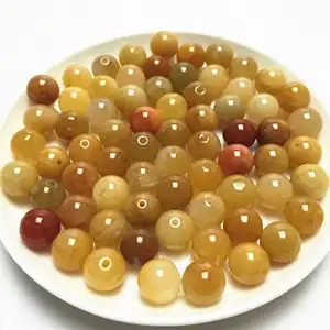 Natural Grade A Round Yellow Jade Beads Golden Jade Beads Natural Gemstone Semi Precious Loose Beads For DIY Jewelry Making